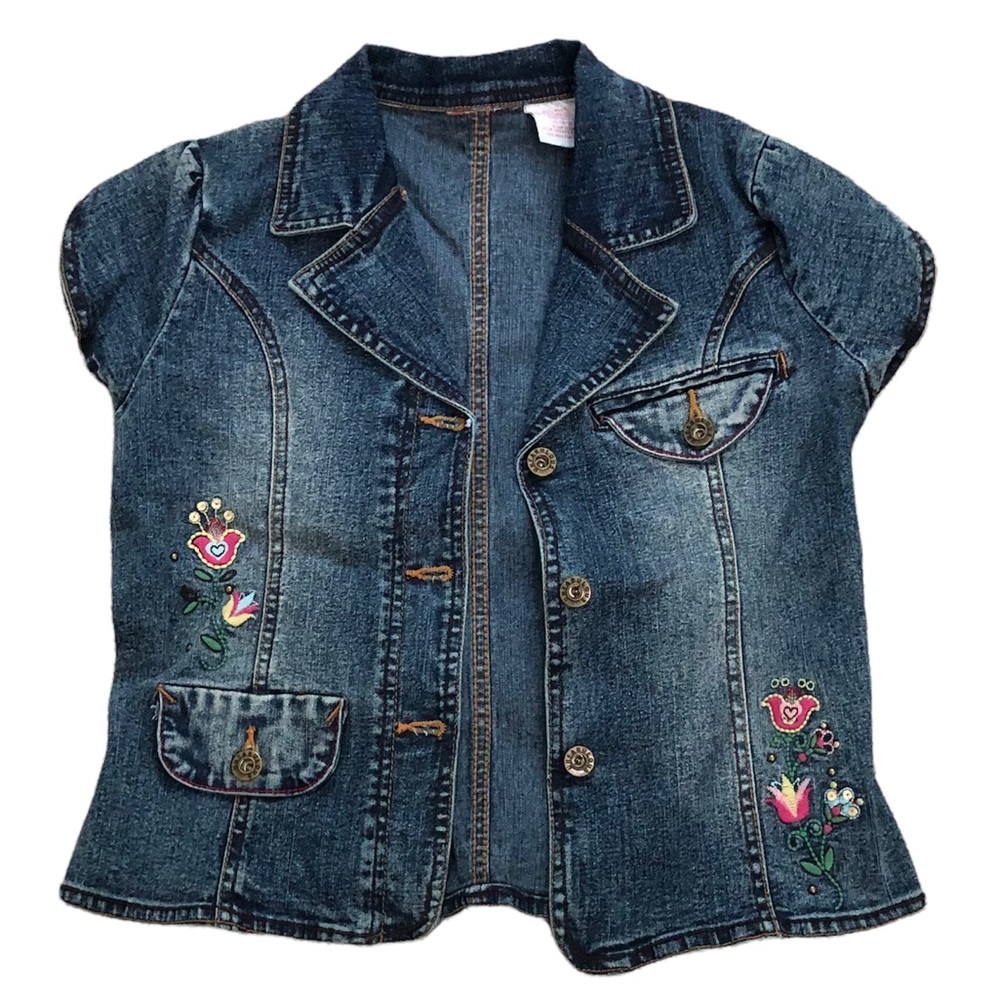 RARE Unfabulous short sleeve jean jacket size 14/16 girls